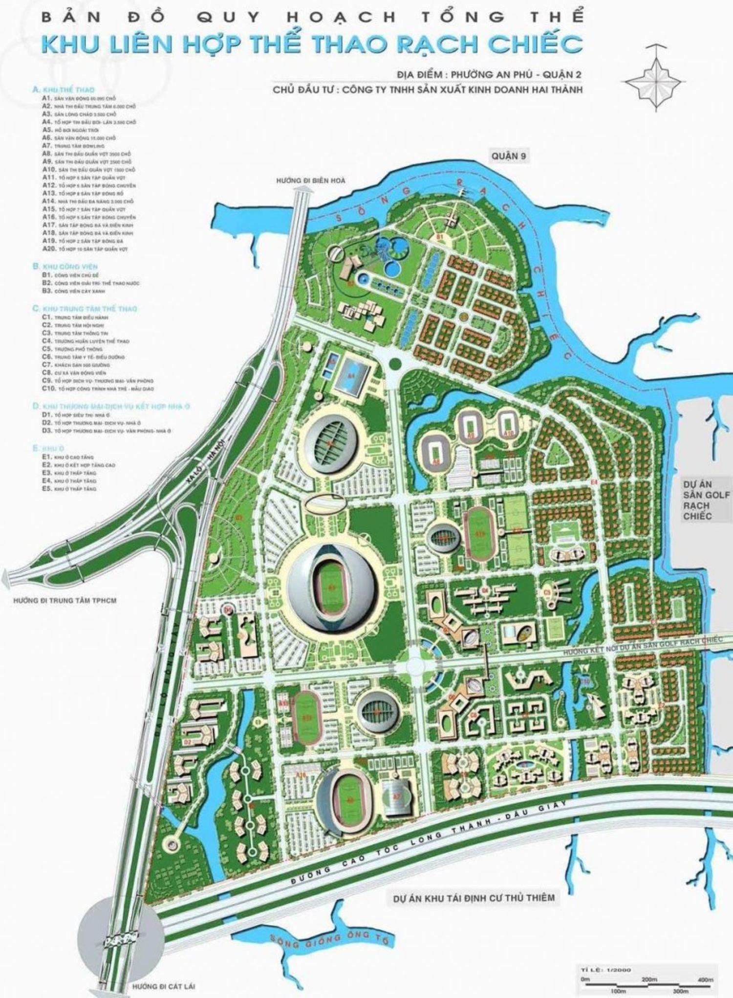 Bản đồ Quy hoạch khu liên hiệp thể thao Bắc Rạch Chiếc