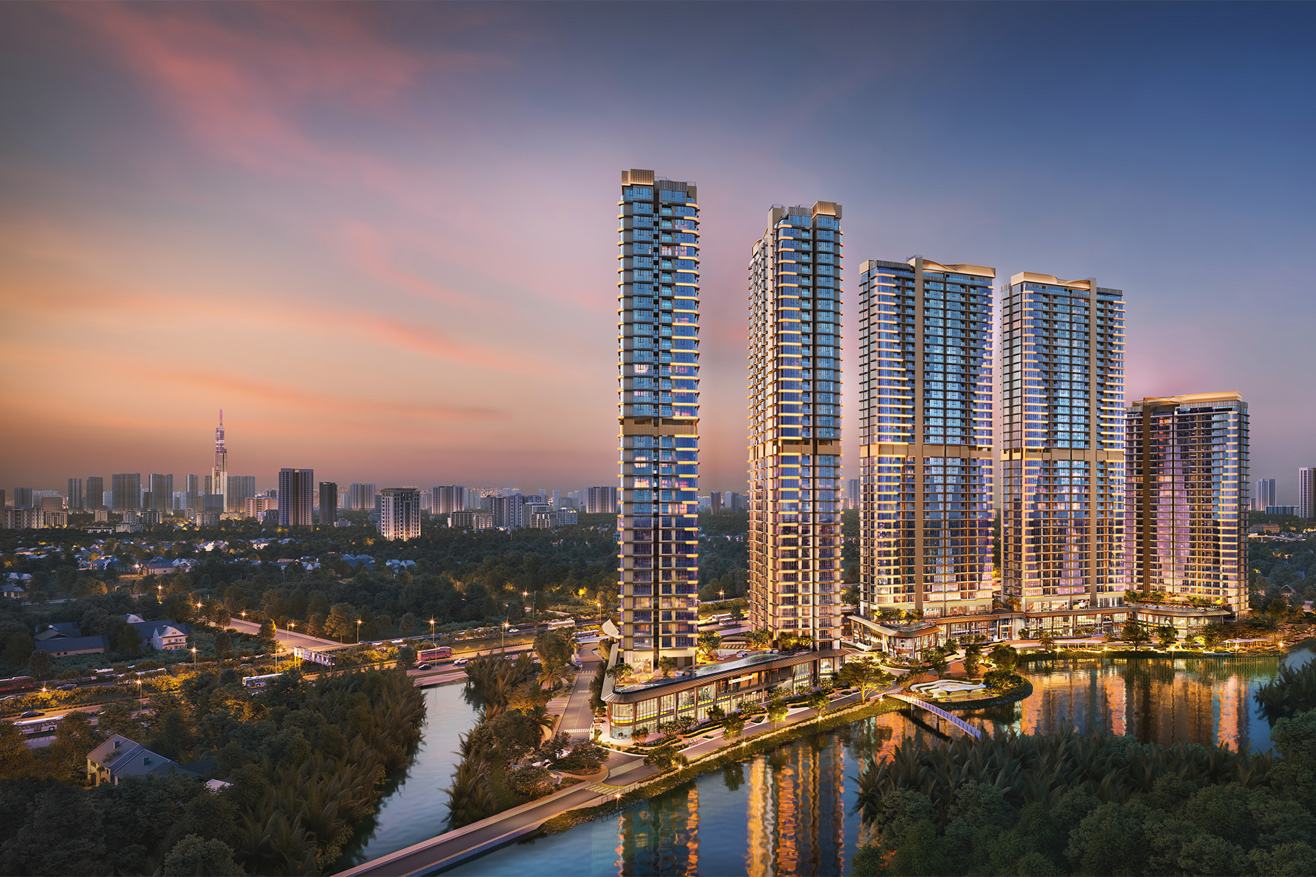 Thiết kế Eaton Park full kính bo tròn góc