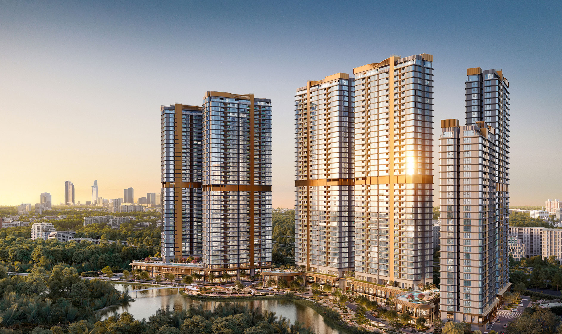 Eaton Park nổi bật với thiết kế full kính low-e uốn lượng theo hình ngọn sóng