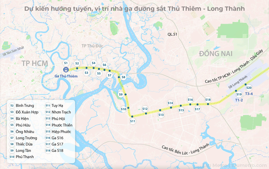 Vị trí các Ga depot tuyến đường sắt Thủ Thiêm Long Thành